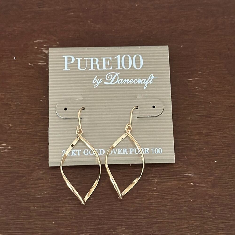 Pure 100 by Danecraft | Gold Oval Dangling Earrings NWT